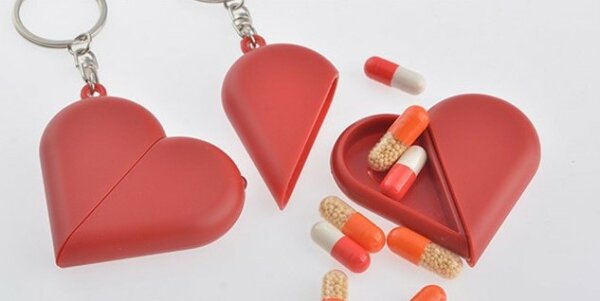 Heart shaped pill box, keychain & Flashlight - Image 2